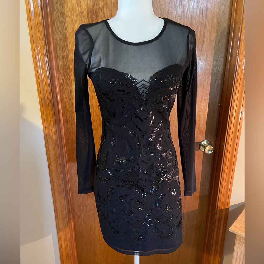 Express Mesh Sequin Mini Dress